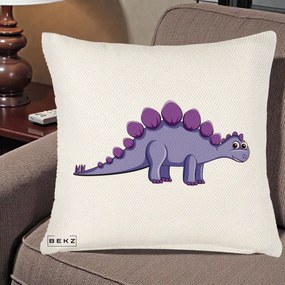 Perna Personalizata Stegozaur Mov, 40x40 cm, Crem Reliefat, Husa Detasabila, Perna Inclusa, BEKZ®