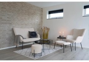 Taburet crem cu tapițerie din țesătură bouclé Alford – House Nordic