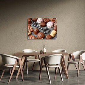Tablou pe sticlă cu ciocolată și chei (70x50 cm)