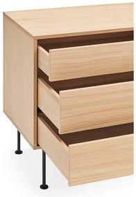 Comodă cu aspect de lemn de stejar Teulat Yoko, lățime 180 cm, gri antracit