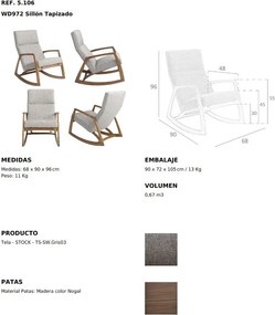 Fotoliu balansoar stil avangardist Rocking Chair gri