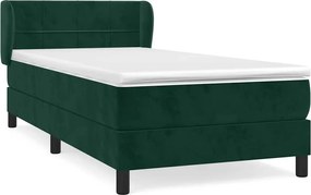 vidaXL Pat box spring cu saltea, verde închis, 90x190 cm, catifea