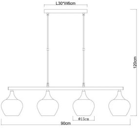 Lustră pe cablu Globo 15548-4H1 MAXY 4xE27/40W/230V