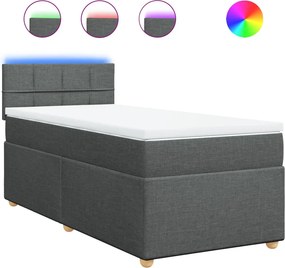 vidaXL Pat box spring cu saltea, gri închis, 80x200 cm, textil