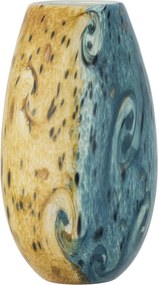 Vază din sticlă, multicolor, model marmorat, formă ovală, finisaj lucios, 18×29,5 cm, „Kalian"