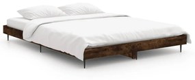 832290 vidaXL Cadru de pat, stejar afumat, 135x190 cm, lemn prelucrat