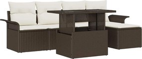 vidaXL Set de canapele pentru grădină cu pernă 6 pcs Maro Rattan poli