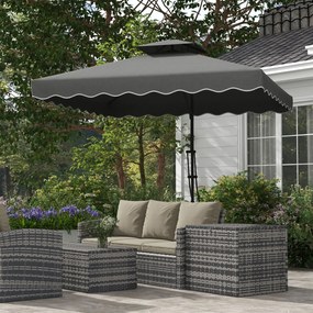 Outsunny Umbrelă Soare 2,5m Volane Duble Cruce | Aosom Romania