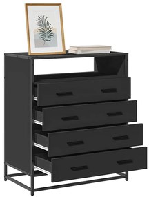 vidaXL Dulap cu sertare, negru, 70x41x83,5 cm, lemn prelucrat