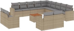 vidaXL Set canapele de grădină, 14 piese, cu perne, bej, poliratan