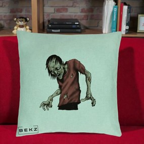 Perna Decorativa Halloween Zombie Infricosator, 40x40 cm, Verde Menta, Husa Detasabila, Perna Inclusa, BEKZ®