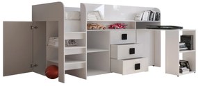Pat multifuncțional 90 cm Toreno 1 (Alb + alb lucios + roz lucios). 1083304