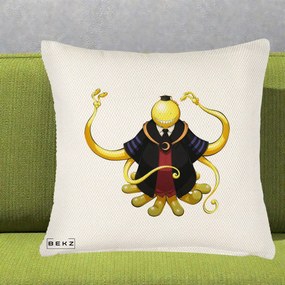 Perna Personalizata Assassination Classroom Koro-sensei, 40x40 cm, Crem Reliefat, Husa Detasabila, Perna Inclusa, BEKZ®