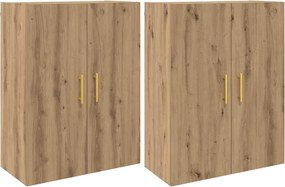 vidaXL Dulap montat pe perete 2 pcs Stejar Artizanal 69,5 x 34 x 90 cm