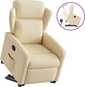 vidaXL Fotoliu rabatabil cu ridicare pe verticală, crem, textil