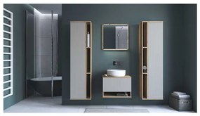 Dulap suspendat pentru baie Pulcro, crem / stejar artisan