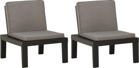 vidaXL Fotolii de grădină cu perne, 2 buc., gri, plastic