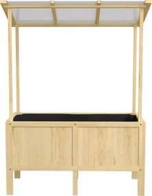 Outsunny Jardinieră înălțată cu acoperiș, orificii de drenaj, căptușeală din material nețesut, rezistentă la intemperii, lemn de brad, 110x60x152 cm | Aosom Romania