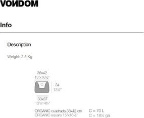 Ghiveci plante design decorativ exterior/interior Organic SQUARE 38x42x33cm