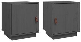 818280 vidaXL Noptiere, 2 buc., gri, 40x34x45 cm, lemn masiv de pin