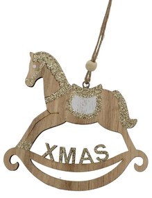 Ornament din lemn - Balansoar căluț XMAS, crem - House of Seasons