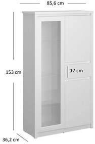 Vitrină Ethan 2D1W1S (alb). 1052908