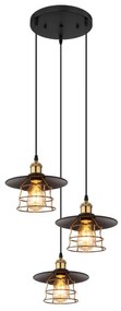 Lustra cu 3 pendule design clasic Viejo negru mat, cupru 33cm