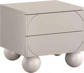 Noptieră Sonatia II 45 cm cu două sertare pe picioare tip bilă - cașmir