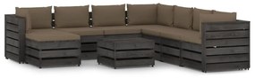 Set mobilier gradina cu perne, 9 piese, gri, lemn tratat taupe and grey, 9