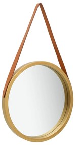vidaXL Oglindă de perete cu o curea, 40 cm, auriu