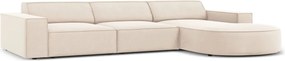 Coltar dreapta 4 locuri, Jodie, Micadoni Home, BL, forma rotunjita, 284x166x70 cm, catifea, bej deschis
