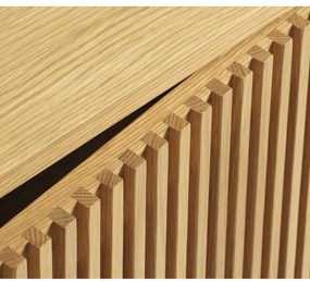 Comodă în culoare naturală joasă cu aspect de lemn de stejar 143x70 cm Tiber – Unique Furniture