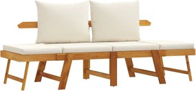 vidaXL Bancă de grădină cu perne 2 în 1, lemn masiv de acacia