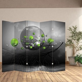 Paravan - Bile abstracte verzi (210x170 cm)