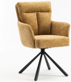 Set de 2 scaune pivotante Big George, tesatura structurata galben mustar