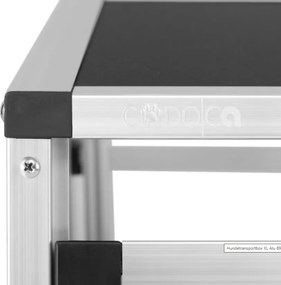 Cușcă de transport pentru câini BRUNO, 89x70x51cm, argintiu/negru Cadoca