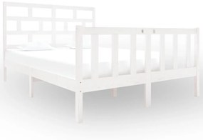 3101324 vidaXL Cadru de pat dublu, alb, 135x190 cm, lemn masiv de pin