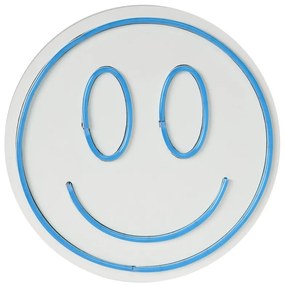 Decoratiune luminoasa LED de perete Smiley Albastru 27 cm