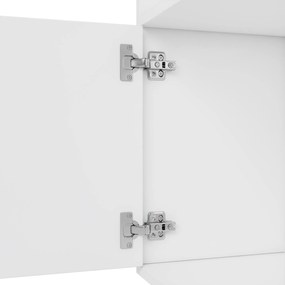 Bibliotecă cu iluminare ambientală LED cu schimbare de culoare, uși duble și mai multe rafturi, 80x30x173 cm, Alb