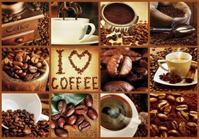 Fototapet - I love coffee - colaj (254x184 cm)