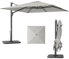 Outsunny Umbrelă Suspendată 3.6x3 m Rotativă și Inclinabilă Gri Deschis | Aosom Romania