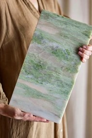 Platou de servire din marmură naturală verde, 38×1,5×20 cm, „Keika"