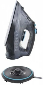 Fier de calcat fara fir Esperanza EHI010, 2600W, Placa ceramica, 300 ml, Uscat + abur, Autocurstare, Calcare verticala, Negru