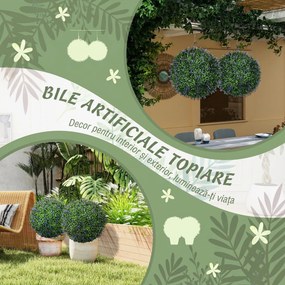 HOMCOM Set de 2 Plante Artificiale Sferice cu Flori de Lavandă, Ø42 cm, Violet | Aosom Romania