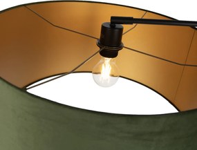 Lampă de podea neagră reglabilă cu abajur verde și interior auriu 50cm - Editor