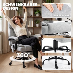 HOMCOM Scaun de birou cu spătar înalt și masaj, cu vibrații, funcție de încălzire, spătar reglabil, suport pentru picioare, telecomandă, gri | Aosom Romania