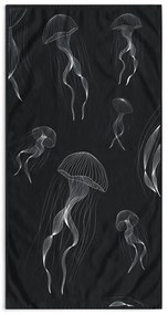 Prosop de plajă negru-alb 90x180 cm Jellyfish – DecoKing