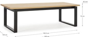 Masă de dining cu blat cu aspect de lemn de stejar 100x220 cm Rina – Marckeric