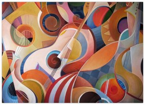 Tablou pe sticlă - Abstract muzical (70x50 cm)