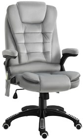 Vinsetto Scaun de birou cu masaj vibrator, Scaun ergonomic de birou cu funcție de încălzire, întindere, reglabil pe înălțime, scaun de director cu telecomandă, buzunar lateral, aspect de catifea, maro | Aosom Romania